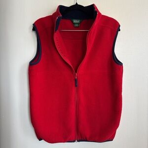 L.L. Bean Scarlet Fleece Vest with Midnight Trim